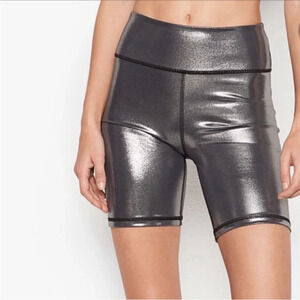 Victoria Secret Sport Bike Shorts Women’s Size Small Liquid Silver Long Shimmer